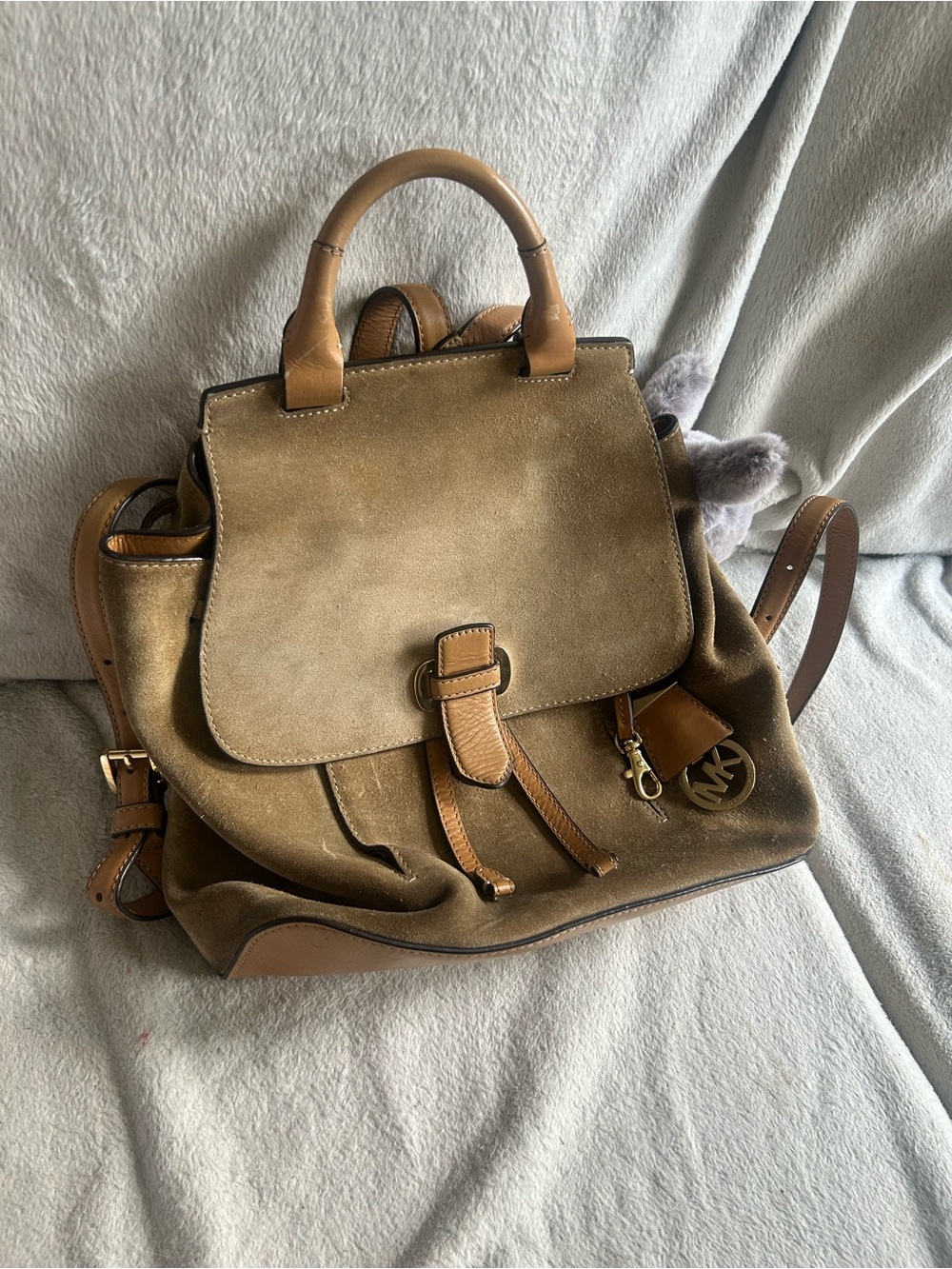 Michael Kors Tan Suede and Leather Backpack